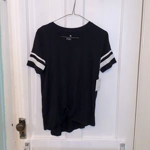 black with white striped sleeves t-shirt